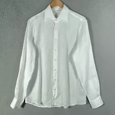 Suit Supply Shirt Men 16-16.5 Slim Fit 100% Pure Linen Long Sleeves Button Front