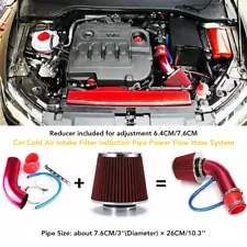 3'' Universal Cold Car Induction Intake Filter Air Kit Power Flow Hose Pipe US