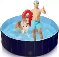 47 inch BestPet large dog swimming pool, foldable indoor and outdoor, Blue