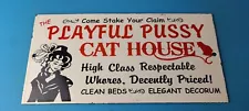 Vintage Cat House Sign - Basement Room Bed for Sale Gas Service Saloon Sign