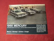 1968 Mercury Cougar Cyclone Sales Brochure Booklet Catalog Old