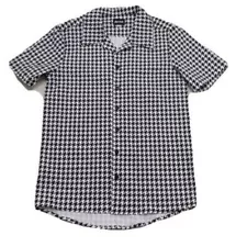 Sorrick Men's Small Houndstooth Stretch Lounge Shirt Ricky Costume Trailer Park.