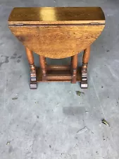 English Antique Oak Small Drop Leaf Table | Living Room Furniture Unique Size