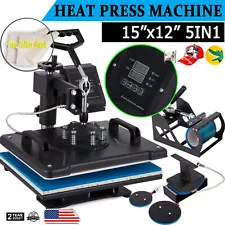 5 In 1 Heat Press Machine Digital Transfer Sublimation T Shirt Hat Plate Cap Mug