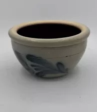 Vtg 1990 Wisconsin Pottery Stoneware Black Floral Salt Glazed Small Pot; Mint