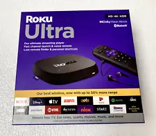 Roku Ultra 4K Streaming Media Player with Headphone Jack on Remote Control 4800R