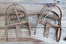 Vintage Pair of Victor Out-O-Sight Mole Traps - Heavy Duty Metal Nuisance Pest