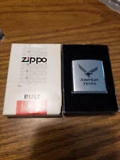 Zippo Lighter 1980s Era AMERICAN DEVICE Brushed Chrome Tape Measure RULE NIB