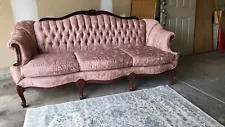 Vintage Mauve Pink Victorian French Provincial Tufted Couch SMOKE SMELL