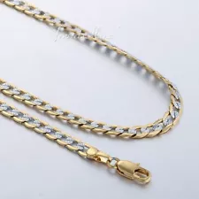 4mm 20" Gold Filled Diamond-Cut Curb Cuban Chain Necklace Choker Men Women Gift