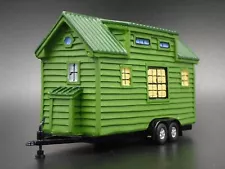 TINY HOUSE ON A FLAT BED TRAILER CAMPER W/ HITCH 1:64 SCALE DIORAMA RESIN MODEL