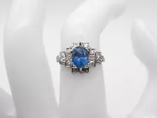 Antique 1920s $7000 2ct CERTIFIED NO HEAT Blue Sapphire Diamond Platinum Ring