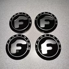 Set Of 4 FLOATING Forgiato Wheels Gloss Black Finish F Logo Center Cap New