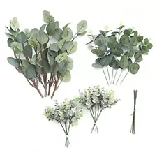 3 Kinds of Artificial Silver Dollar Eucalyptus Stems 3 Kinds of Eucalyptus