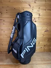 Vintage Ping Tour Staff Bag Black 3-Way Top Cart w/ Rain Cover Single Strap