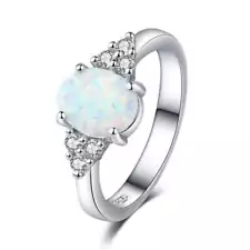 Opal Rings for Women Genuine Fire Opal in 925 Sterling Silver Fashion Jewelry US