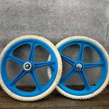Legal Action Mags Old School BMX Wheel Set 20 in Blue 5 Spoke 3/8 80s Fits Hutch