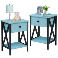 VECELO End Tables, Modern Nightstand with Drawer & Shelf, Night Stand for Bed...