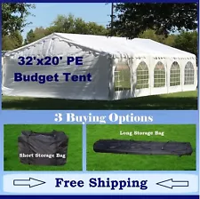 Budget PE Party Canopy- 3 Options - 32'x20' Tent, Short Bag,& Long Bag