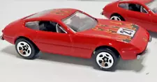 Hot Wheels red Ferrari 365 GTB/4 #21 black & gold flames 5 spoke variation