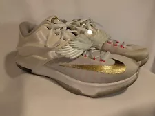 Nike KD 7 PRM Aunt Pearl Mens Size 10 Shoes 706858-176 White Wings Gold Zoom