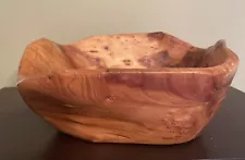 Hand Crafted Asymmetrical BURL WOOD BOWL Approximately 11” X 4” Rustic Decor