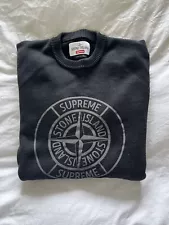 Supreme Stone Island Reflective Compass Knit Sweater Medium Black