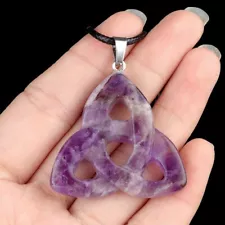 Natural Amethyst Stone Irish Knot Carving Magic Reiki Healing Amulet