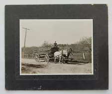 1910 antique PHOTOGRAPH mo? LOGGING RAITT FARM tom nancy HORSE CARRIAGE wood