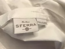 Sferra Full Queen White Duvet Cover W/ Stitched Design Italian High Thread Count