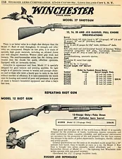 1958 Print Ad of Winchester Model 12 Riot Gun & 37 Shotgun