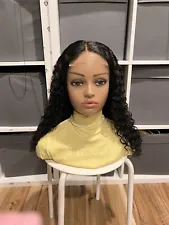 Handmade 100% human hair lace wig with 250 density.wavy Wig.16”long