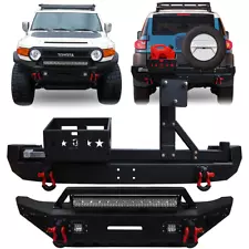 For 2007-2014 Toyota FJ Cruiser Front or Rear Bumper Black W/ Lights+D-Rings