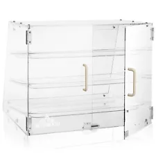 3-Tier Commercial Acrylic Bakery Pastry Display Case with Trays for Desserts