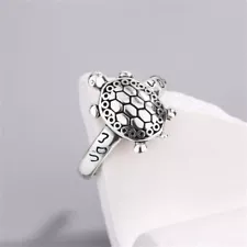 Vintage Cute Mini Turtle Hot Sale Silver Color Resizable Opening Ring For WomBI