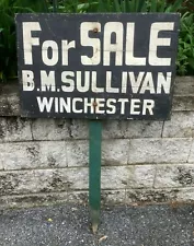 Antique Real Estate For Sale Sign Winchester VA B.M. Sullivan Wood Handpainted