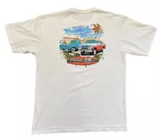 Ford F-100 Beach Break T-Shirt Newport Blue Mens White Size XL Old Ford Truck