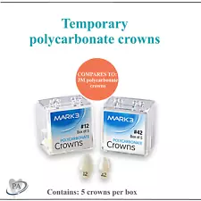 Dental Temporary Crowns Polycarbonate Crowns For Anterior & Bicuspid Teeth, 5/Pk