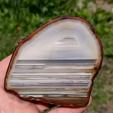 BEAUTIFUL BRAZILIAN AGATE HALF, NATURAL WATER LEVEL DISPLAY AGATE 14.2OZ