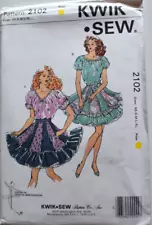 KWIK SEW PATTERN 2102 SKIRT BL SQUARE DANCE MISSES SIZES XS-XL UNOPENED UNCUT FF