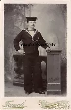 **RESERVED SALE** COSPICUA MALTA MILITARY CABINET CARD HMS BULWARK SHIP #C1052