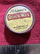 Vintage McAleer’s Quick Wax Sample Tin for Automobiles, Furniture, and Floors.