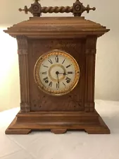 ANTIQUE ANSONIA WALNUT CABINET MANTEL CLOCK