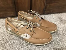 Sperry Top Sider Women’s Size 9.5 Koi Fish Boat Shoe Linen Oat STS 95589