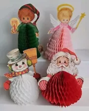 Vintage 1980 Beistle Diecut Honeycomb Tissue Paper Christmas Table Decorations