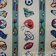 BonEful Fabric Cotton All Sports BOY Room DECOR Football Soccer Print SALE SCRAP