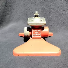 Vintage Red/Orange Metal Sprinkler - Squarespray "It Gets The Corners" - AS IS