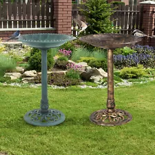 28" Birdbath Pedestal Bird Bath Feeder Outdoor Garden Decor Antique 2 Colors