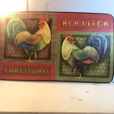 Farmyard Rooster Kitchen Mat - Colorful Rustic Farmhouse Décor Floor Rug