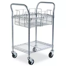 Safco Wire Mail Cart - 600 Lb Capacity - 4 X 4" Caster - Steel - 26.8" X 18.8" X